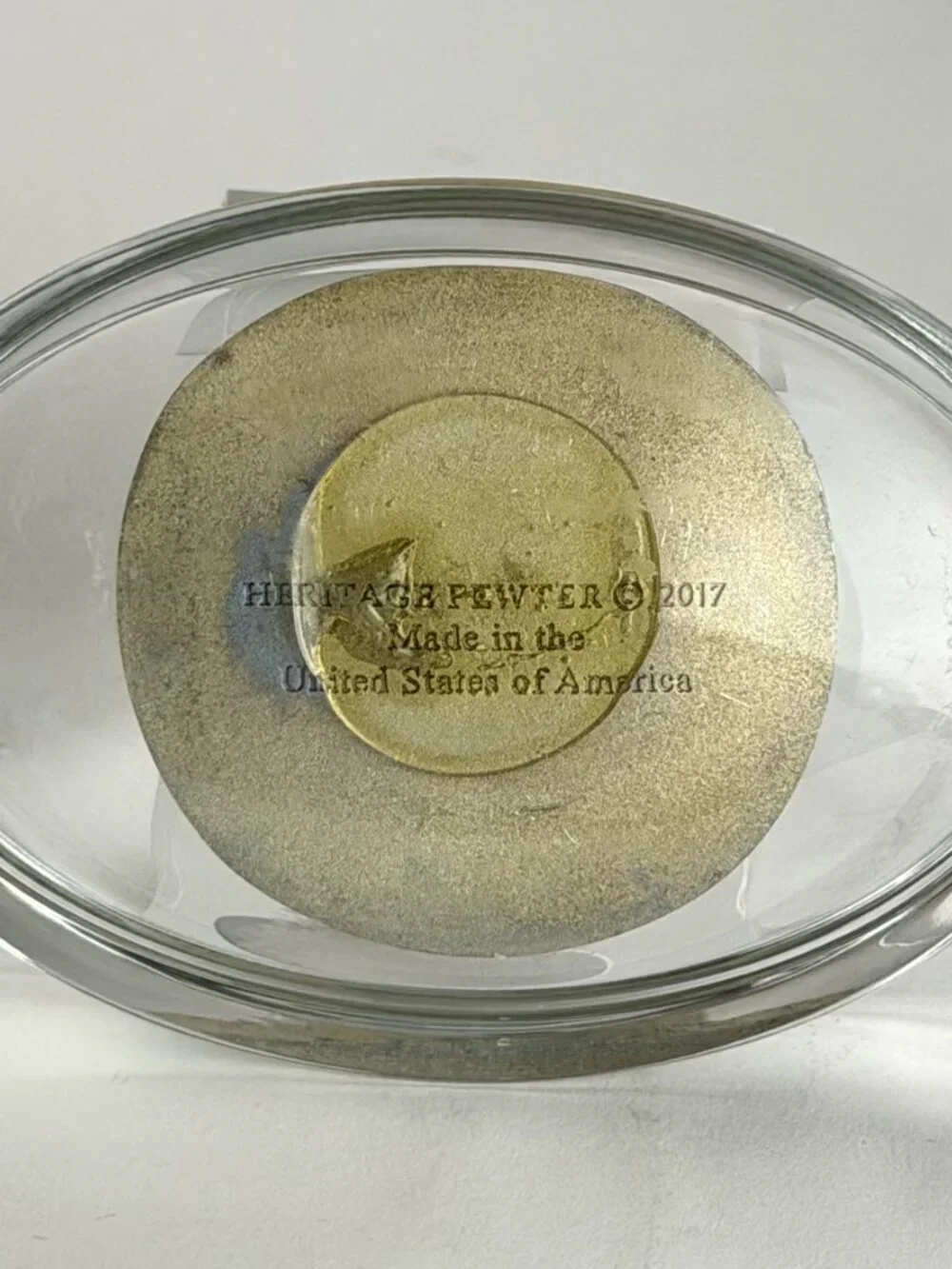 Department of State Pewter Glass Paperweight 2017 Heritage Pewter US Emblem Desk